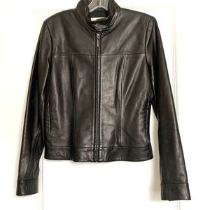 Vintage Cache 90s Cropped Black Genuine Leather Moto Jacket Size 4